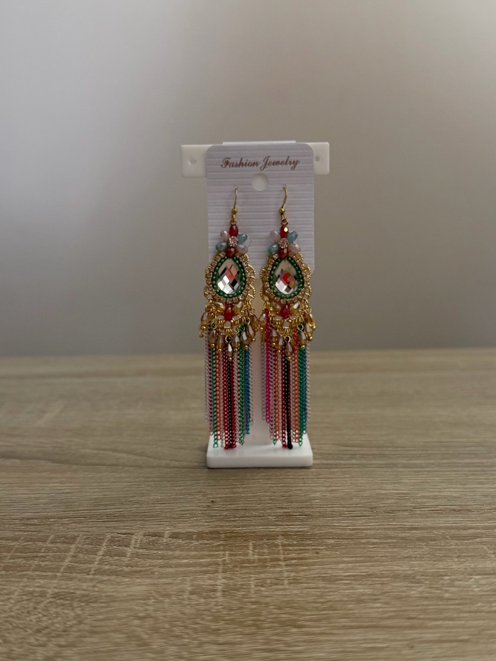 Boho Multicolor Statement Crystal Chandelier Fringe Earrings New
